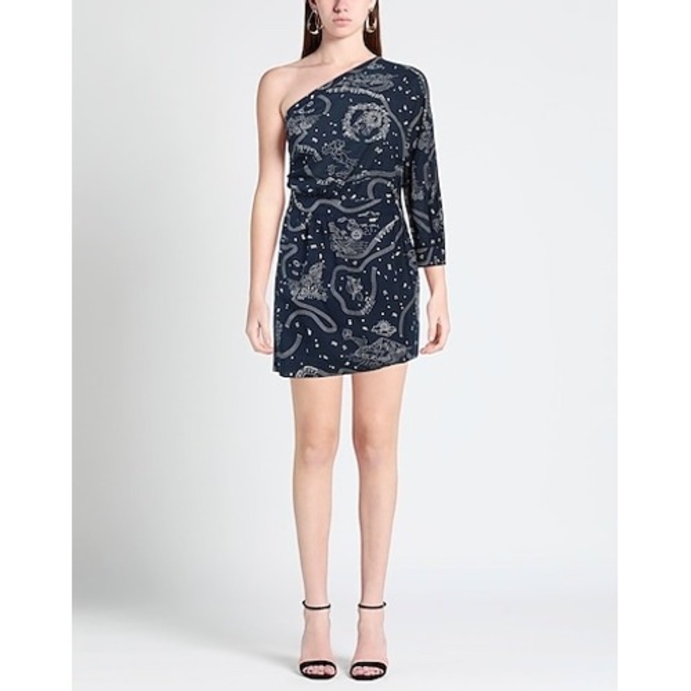 NWT Roseanna Lucio Rimini Navy One Shoulder Dress Sz 40 (US 8) Mermaid Celestial